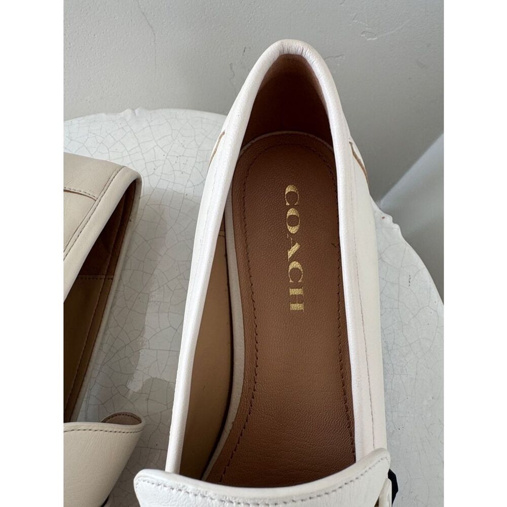 Coach Leah Cream Leather Platform Penny Loafers Lug Sole Chunky Chic Size 11 EUC - Picture 2 of 10